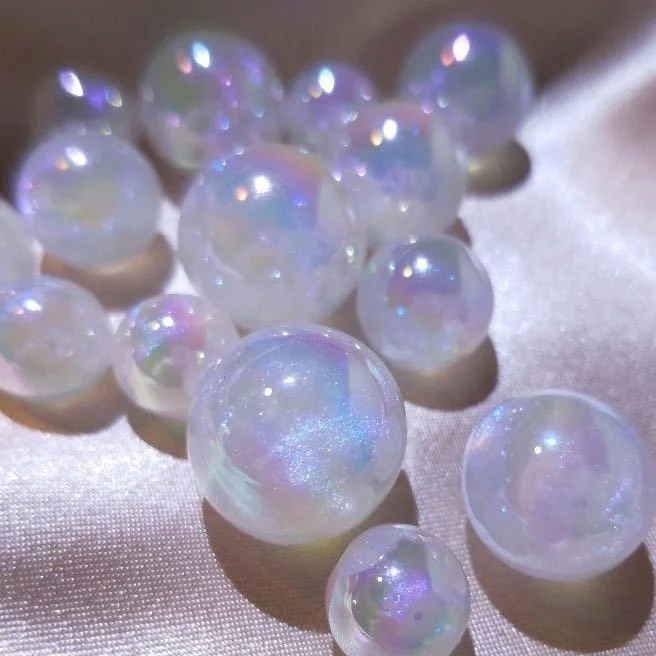 2023 Hot Selling Acrylic Plastic Glitter Round Mermaid Beads For DIY Bracelet Earring Jewelry Making