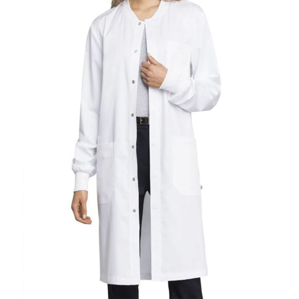 Unisex Polyester Cotton Fluid Resistance Hospital Uniform White Lab Coat for adults and  child