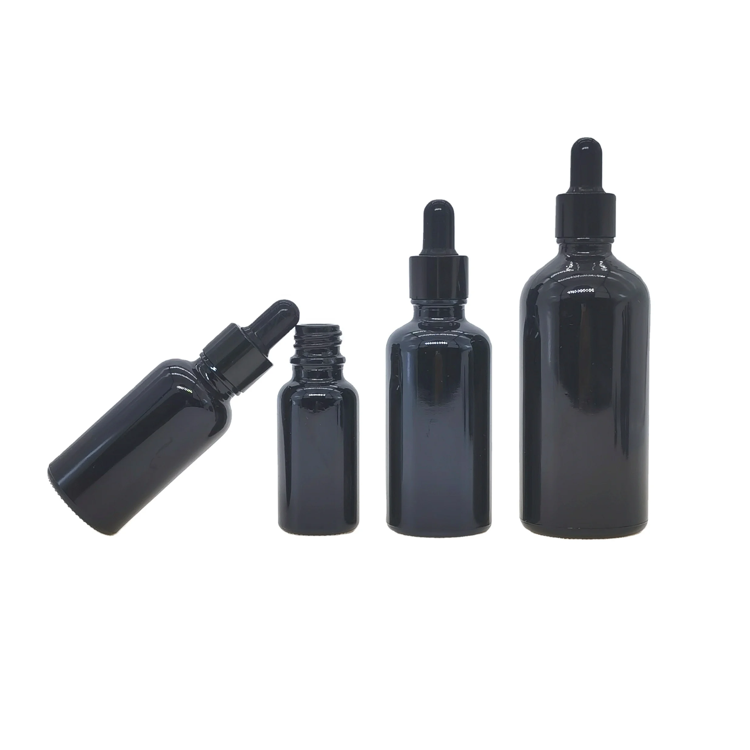 5-100ml Blue Glass Essential Oil Sub-Bottle Essence Straw Soft Head Small Cosmetic Packaging Bottle Blue Tincture Bottles