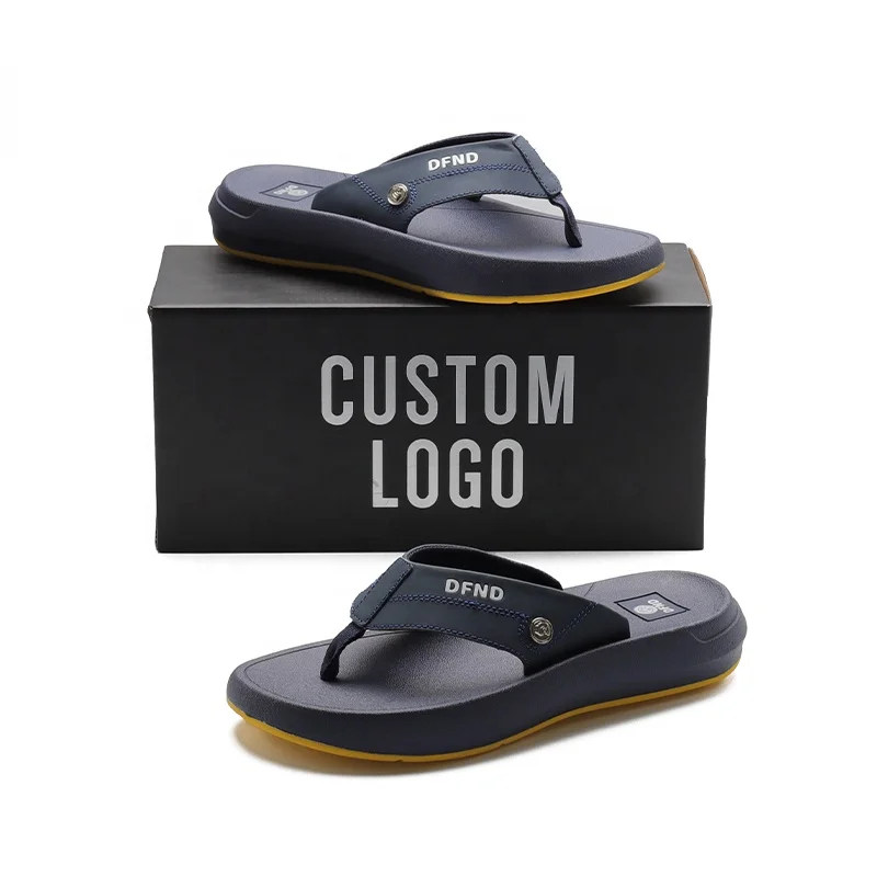 Henghao Super Soft Anti Slip Beach  Men Casual High Quality Flip Flop Rubber Slippers Summer Beach Custom Flip Flops With Logo