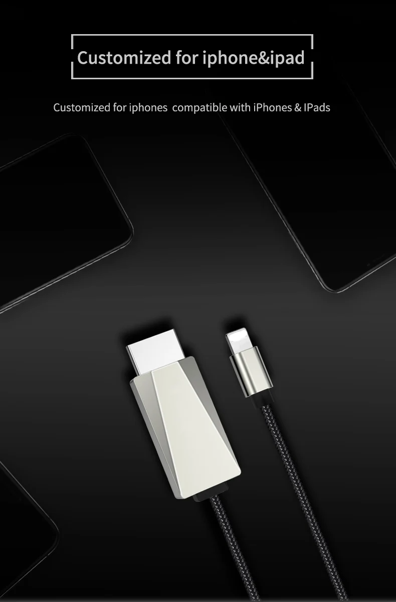 2m Light ning To HDMI Cable Adapter TV 1080P HD Digital AV otg adapter Converter for iPhone ipad Same Screen