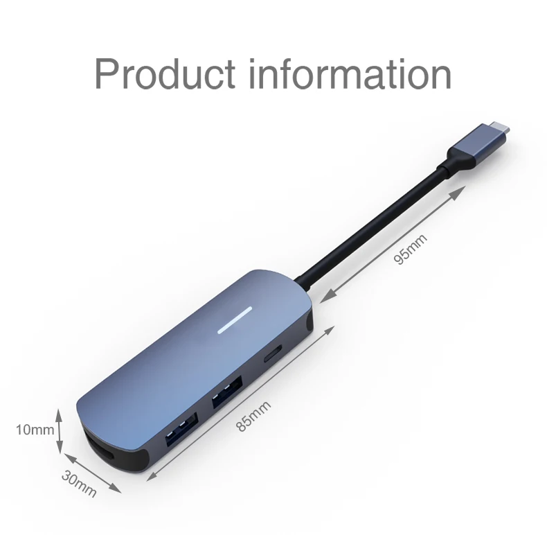 4k hdmi2.0 Hub Type-C 3.1 Usb 4 Port Computer 100W Charging Aluminum Usb C 4K Hub Usb Hub 3.0 C 2 Ports Rj45