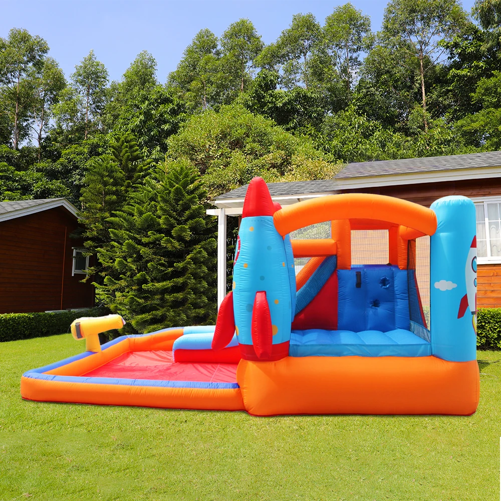 Doctor Dolphin Space Rocket Dream Hot Design Inflatable Water Play Jumping Tower Bouncing House Bouncing Castle Water Slide