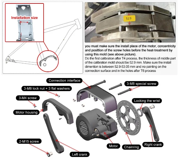 48V 52V 1000W Ultra Mid Drive Kit with DPC18 Display Electric Bike Conversion Kit for Mountain Road City Bike CAN Protocol
