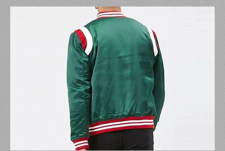 wholesale custom men varsity satin baseball jackets high quality unisex bomber jacket man