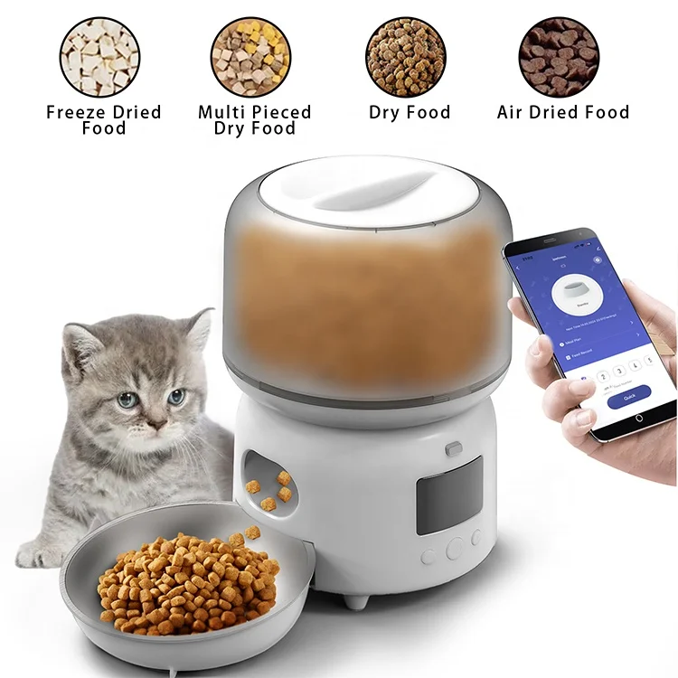 3l Cat Food Dispenser Automatic Pet Dog Cat Feeder With Stainless Steel Bowls