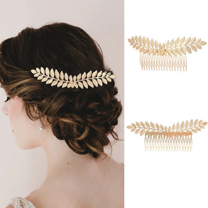 Fashion Baroque Hair Accessories Cheap Metal Tree Leaves Hair Comb For Girls Birthday Gift