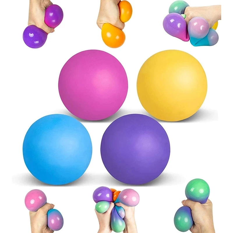 Colorful Pressure Needoh Balls Toys Rainbow Anti Stress TPR Change Colour Squeeze Squishy Balls Toys for Children Adults Gif