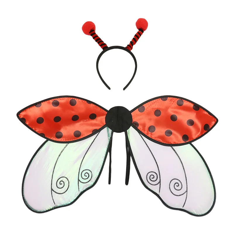 LP New Halloween holiday party masquerade ball Costume as an insect wing Ladybug bee wings 2-piece set
