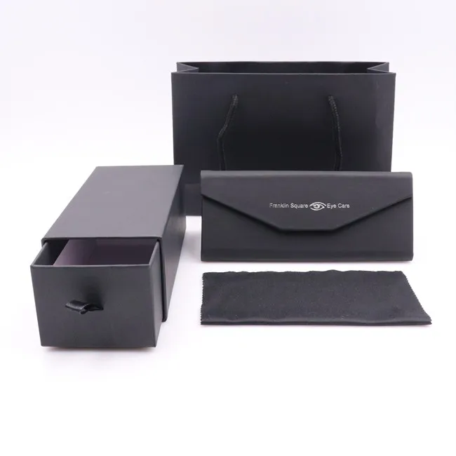 Unisex wholesale microfiber cloth hard sliding box custom logo leather sunglasses case PU slide folding Sunglasses Case