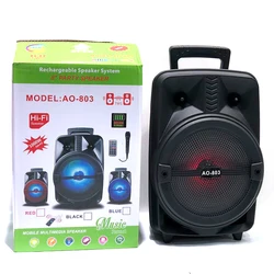 8' inch bluetooth speaker AO-803 speaker bluetooth karaoke With colorful LED lights