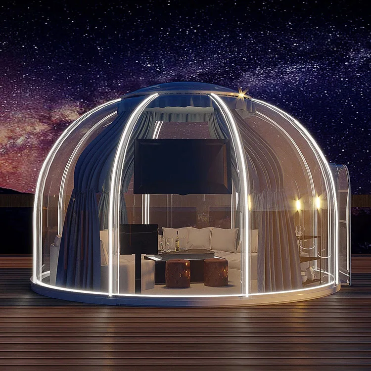 2.5mTransparent PC sheet 360 degrees full transparency Sound insulation Flame retardant bubble room hotel bubble house dome tent
