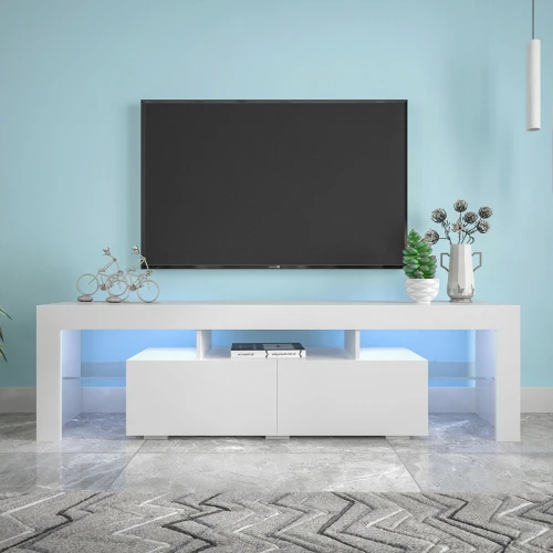 modern design wooden white long 72-inch electric fireplace tv stand cabinet floating wall media console for lving room