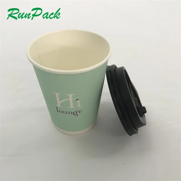 Custom Cold Drink Cups Disposable Take Away Set Holder Double Wall Reusable Coffee Paper Cup