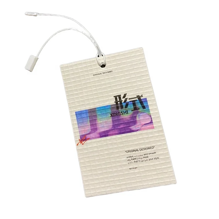 Пользовательская шелкотрафаретная печать, логотип бренда, белая текстура, картонные подвесные бирки с вощеной нитью