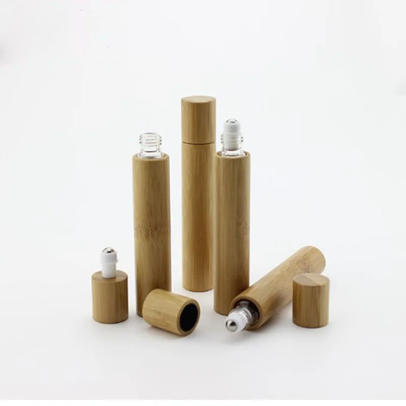 Avertan 10ml Premium Bamboo Rollon Bottles with Roller Balls For Essential Oil Essence Perfume
