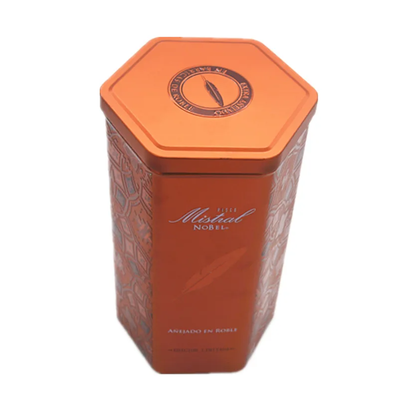 customized tea packaging metal box Gift wine box 6 sides  metal packaging special-shaped tinplate storage
