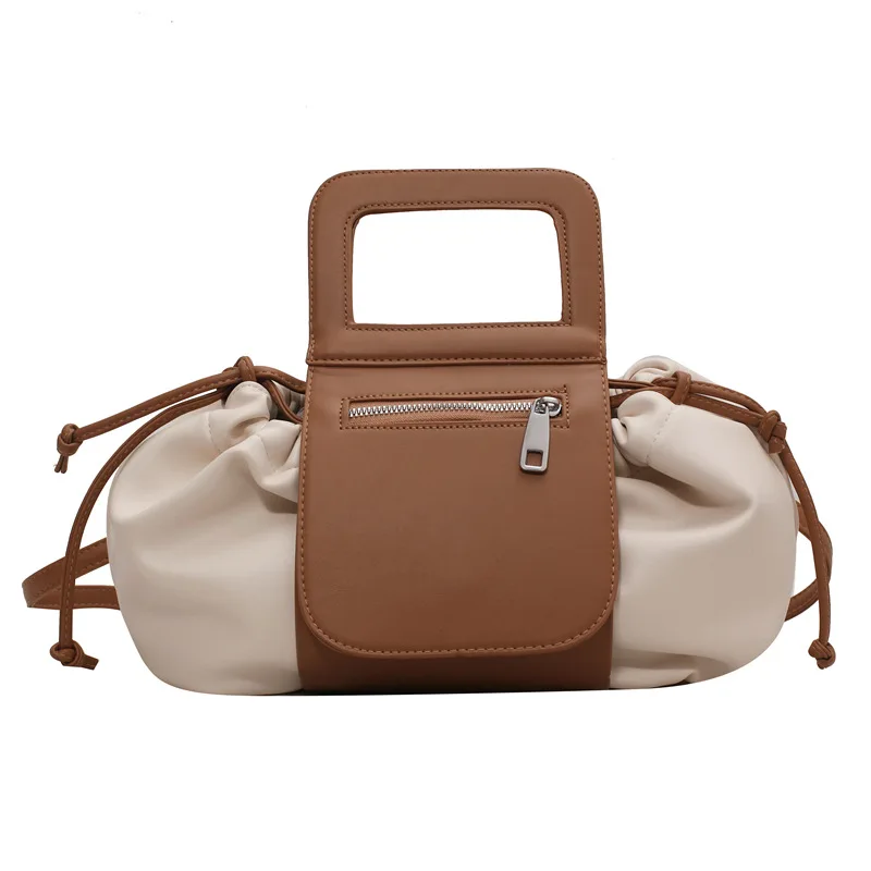 Женская сумка, модная сумка через плечо 2021, женская новая Индивидуальная сумка в западном стиле, однотонная сумка контрастных цветов с прострочкой