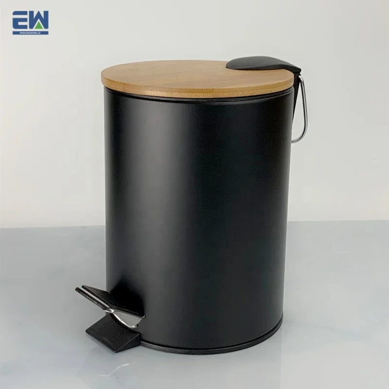 Набор для чистки ванной комнаты с трубкой туалетной щетки и педалью металлический мусорный бак из нержавеющей стали бамбуковой крышки стальной контейнер хранения