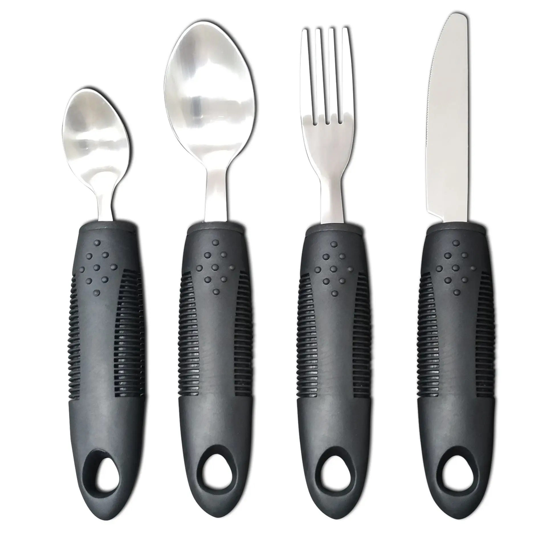 Stainless Steel Plastic Handle Anti-Shake Adaptive Tableware for Disabled Elderly Knife Fork Spoon Rehabilitation Food Aid Set