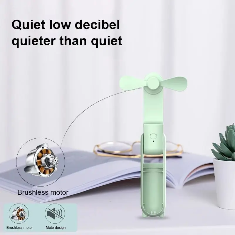 New hand-held mini fan foldable portable outdoor office noise reduction fan with USB charging bank