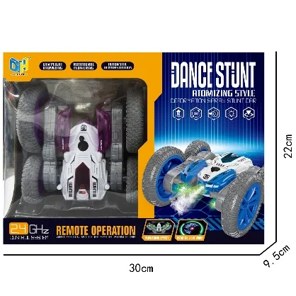 2.4ghz Remote Control Led Light Words Stunt Car Butterfly Stunt Rotation Truck Double-side Rolling Spray Car Toys
