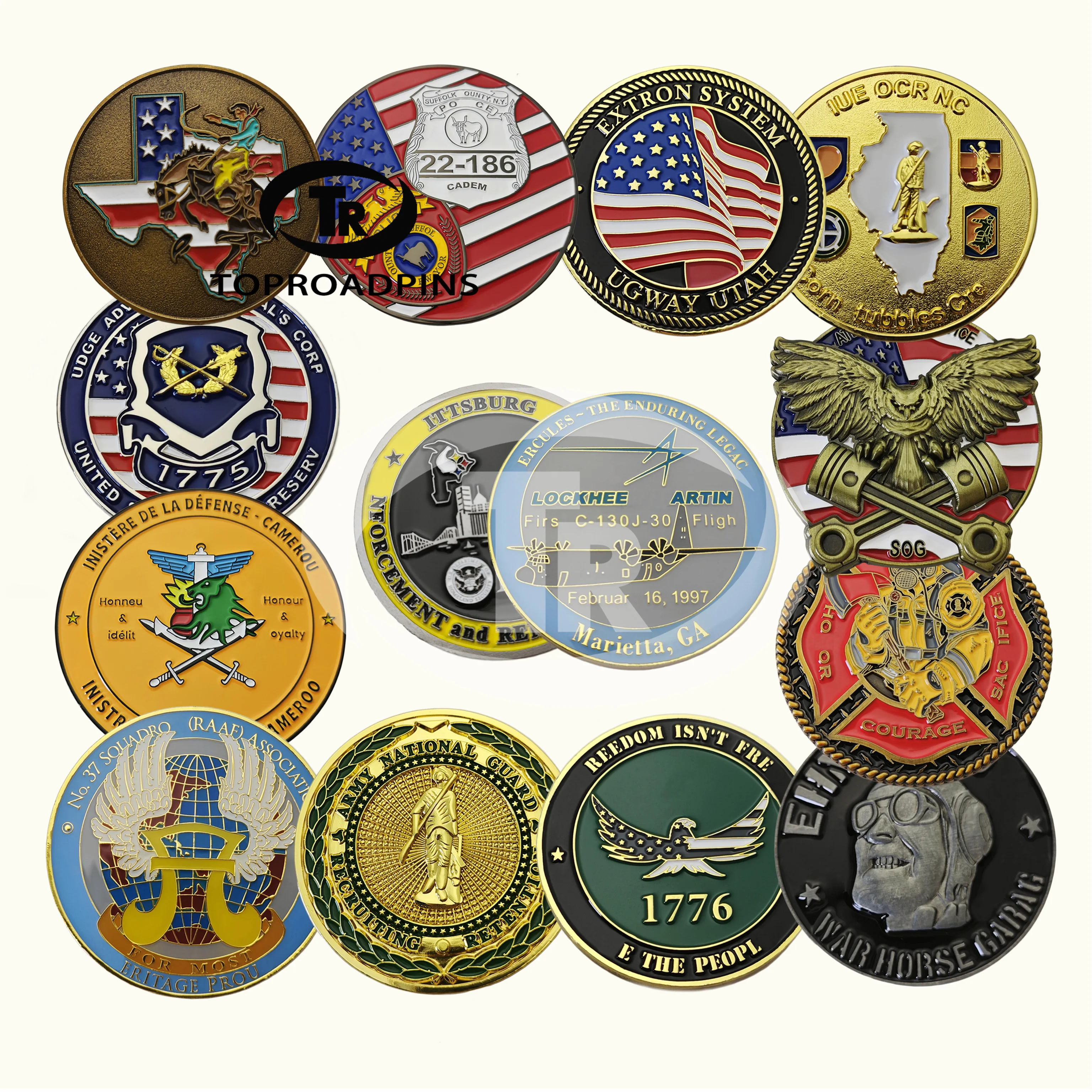 Custom Design Metal Crafts Die Casting Antique Gold Embossed Metal Badge Coin