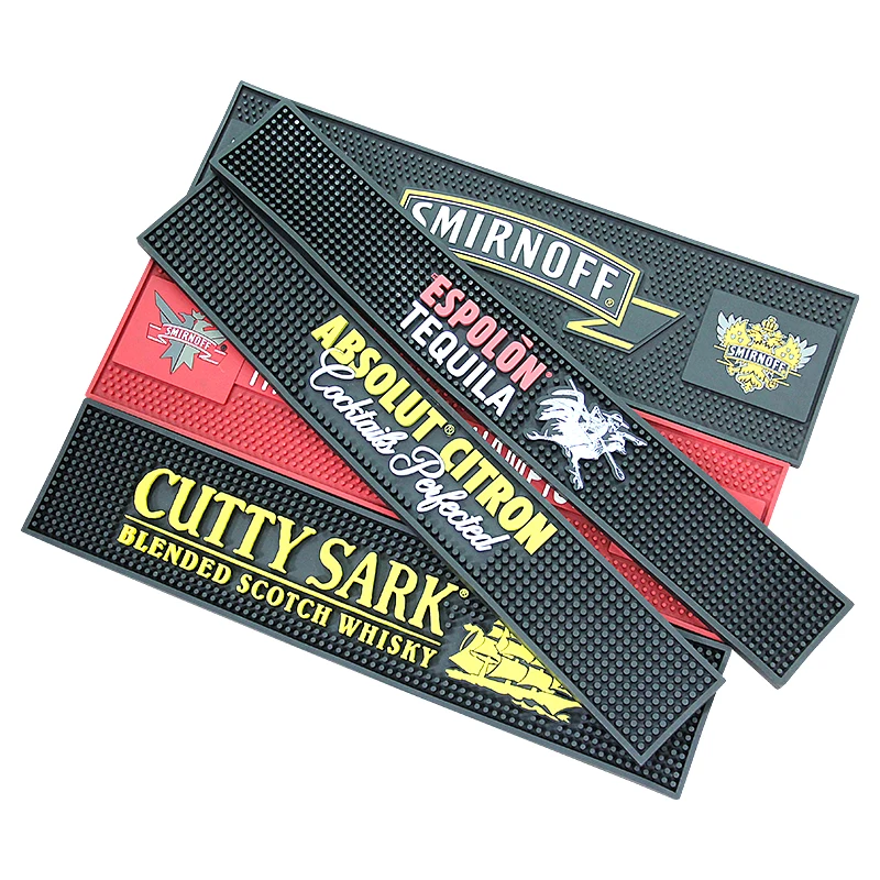OEM ODM Custom Rubber Bar Spill Mat with logo Cocktail bar mats soft PVC