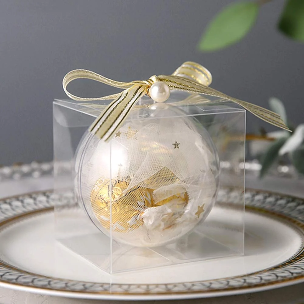 Cute Square Food Grade Cake Chocolate Clear Wedding Folding Box Packaging Clear Acrylic Box For Candy PVC PET plastic box