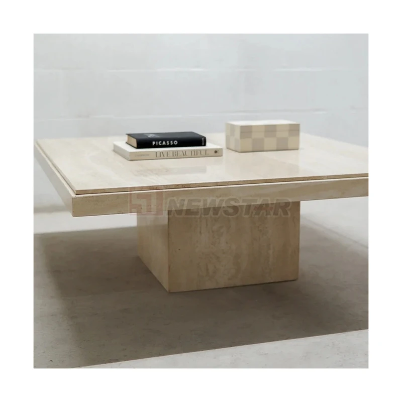 Newstar в скандинавском стиле индивидуальный дизайн Классический Бежевый Травертин Мрамор прямоугольный камень Мебель травертин журнальный столик