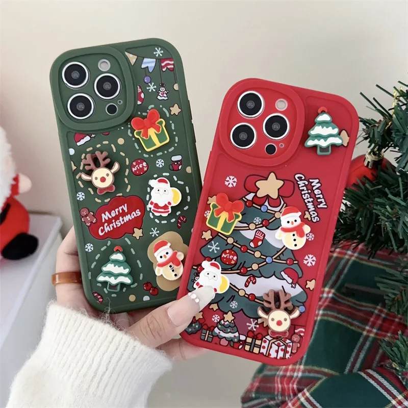 Хит продаж рождественские украшения для телефона чехол iphone 13 14 Pro Max ПВХ Iphone 15 16 Plus аксессуары