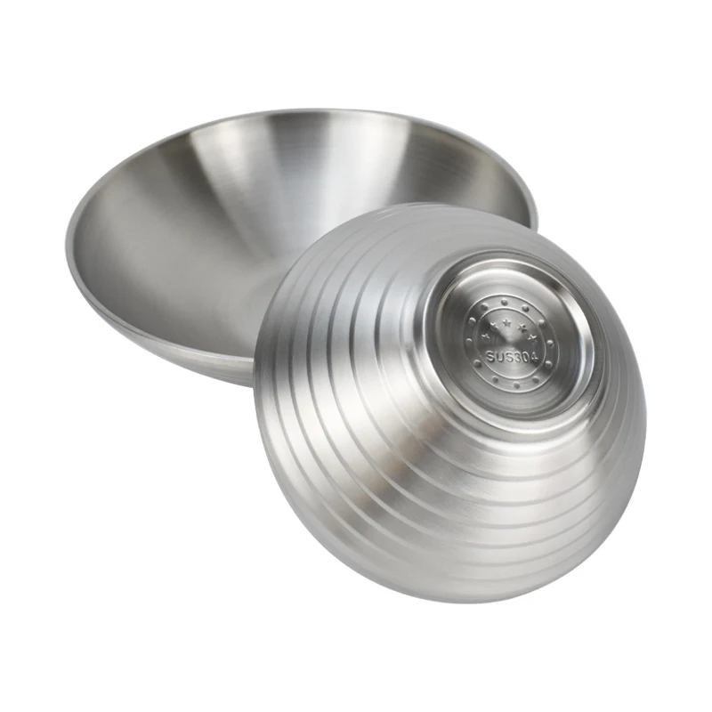 Customized logo Restaurant Hotel Serving Noodle Soup Bowls Double wall stainless steel japanese ramen bowl