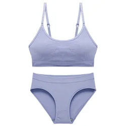 JSMANA Wireless Seamless Custom Padded Lingerie Big Size Student Panty 40 Size Bra Sexy Woman Sport Bra Panty Set