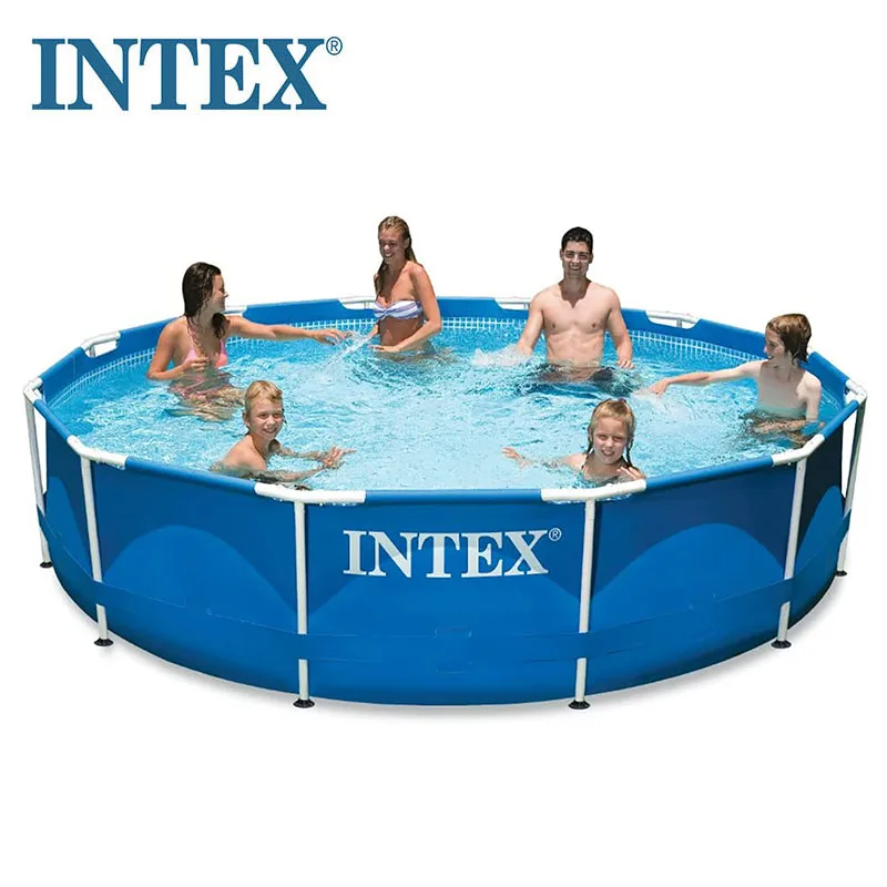 Бассейн с металлической рамой Intex 28210, 12X30 дюймов, семейный Круглый Бассейн из стали над землей с металлической рамой