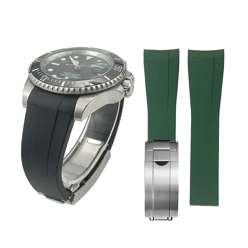 20mm 21mm 22mm 19mm 18mm Rubber Watchband for Rolex Submariner DAYTONA GMT Yacht-Master Silicone Strap Black Watch Band Bracelet