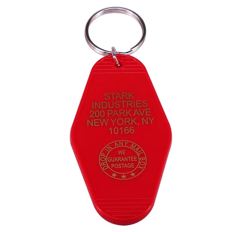 Famous Stark Industries Motel Key Fob Tag New York Address Keychain Red Movie Fans gift