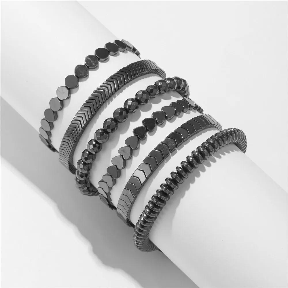 Wholesale Cheap Natural Hematite Bead Handmade Adjustable Elastic Bracelet For Men Women