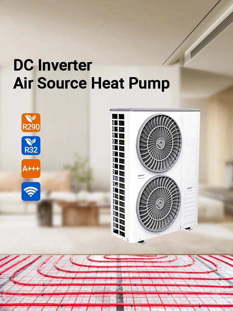 EU Household use CE pompe di calore EVI dc inverter monoblock r32/r290 air to water heat pump water heaters for fan coil heating