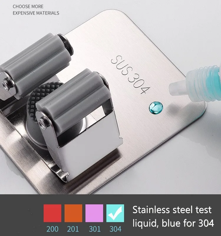 304 Stainless Steel Wall Mount Self-Adhesive Non-Slip Heavy Duty Garden Tool Holder Garage Bathroom Organizer Mop Broom Holder