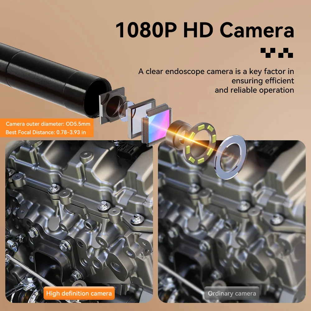 Handheld 4.3 Inch Lcd Screen  Hd 1080p Single Len Hard Tube 4.0mm Waterproof Inspection Camera Industrial Endoscope