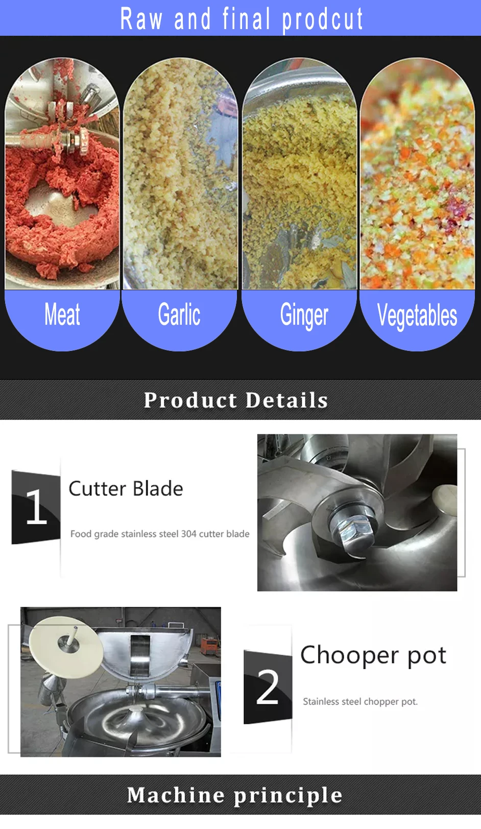 Stainless Steel Meat Processing Machine Food Chopper Cut Chicken Meat Bowl Cutter Grinder Mixer