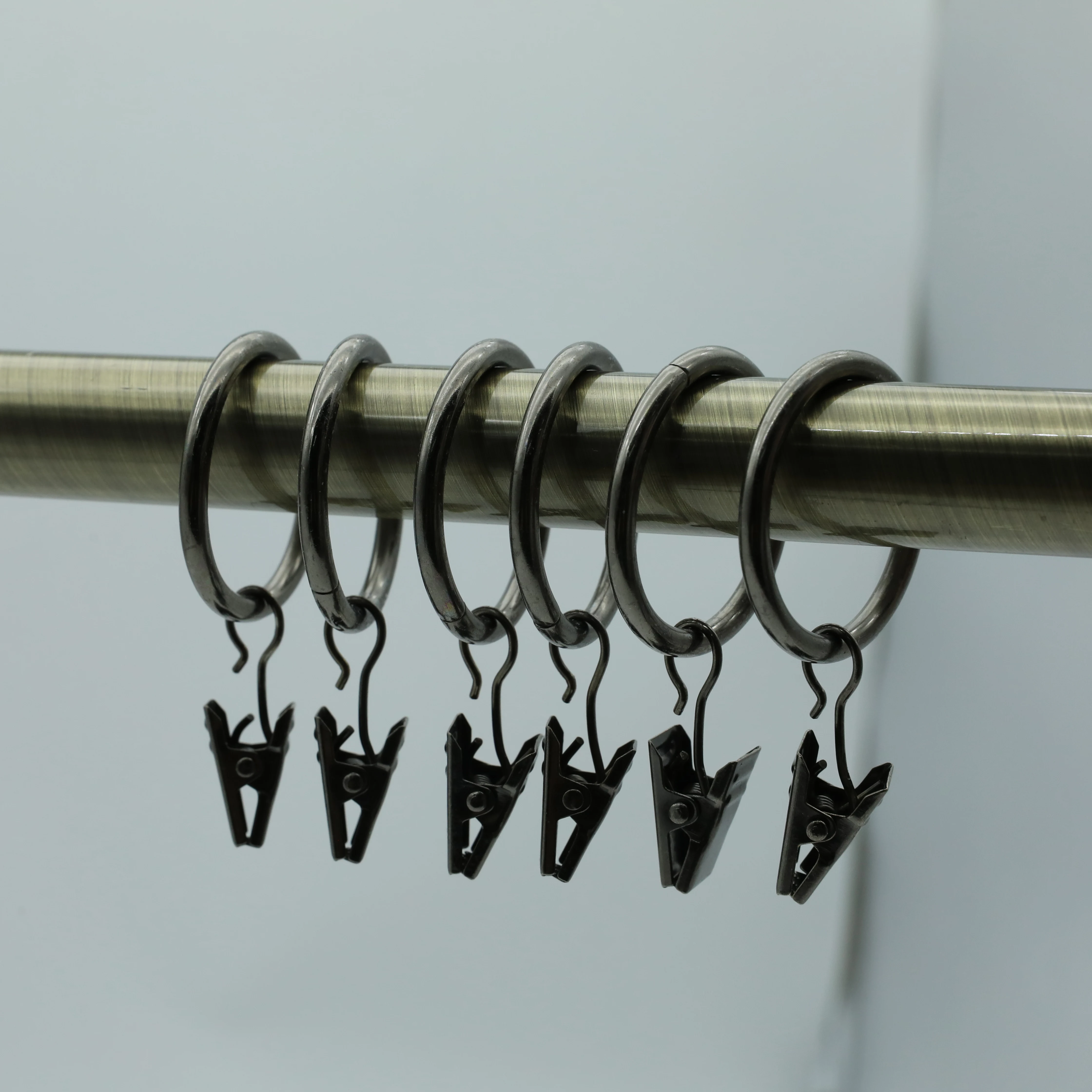 Metal Hanging Hook Ring Clip Shower Rod Hooks Stylish Metal Heavy Duty Curtain Rings with Clips