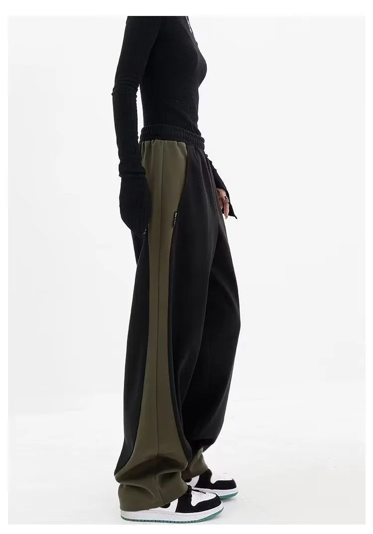 2024 New Sweatpants Sweatpants School Girls Spring and Autumn Banana Pants Loose Wide-leg Contrast Pants