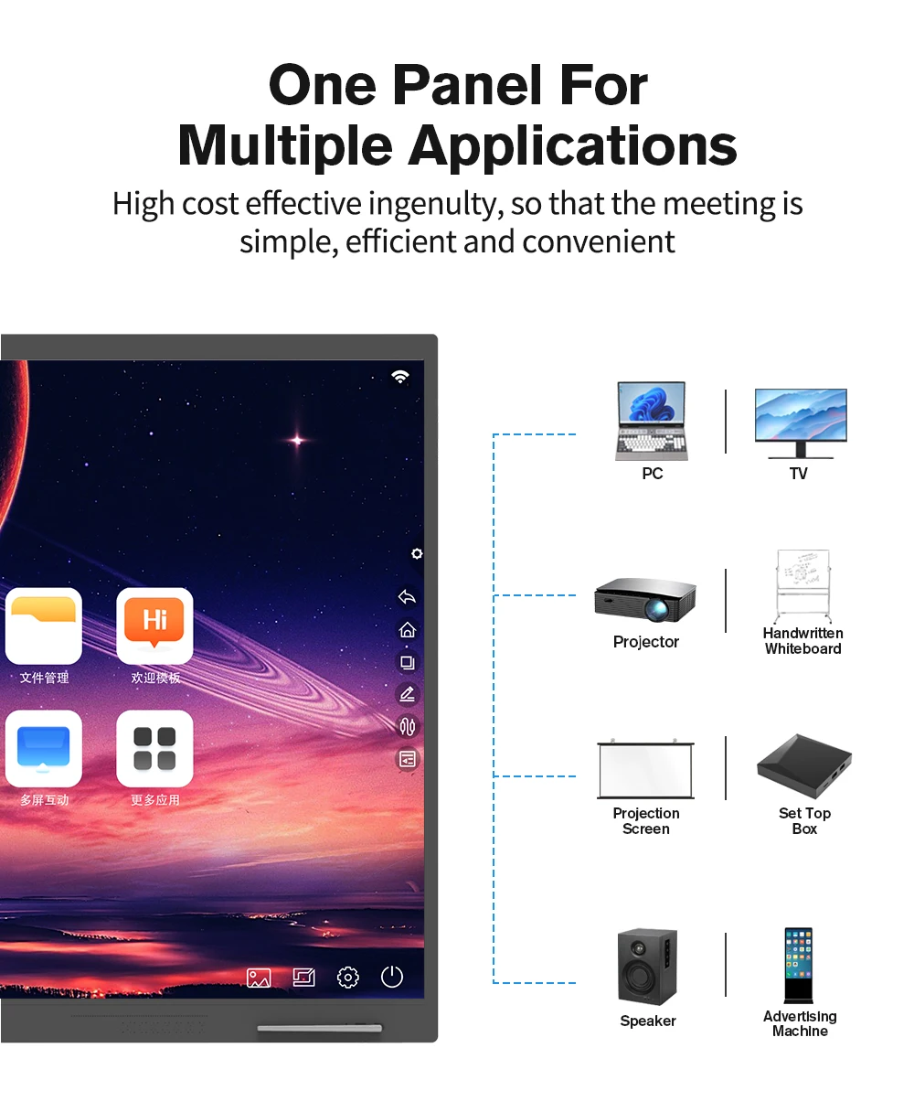 Interactive Whiteboard 75' 4K Digital Whiteboard Interactive Touch Screen Smart board Smart Board for Classroom and Business