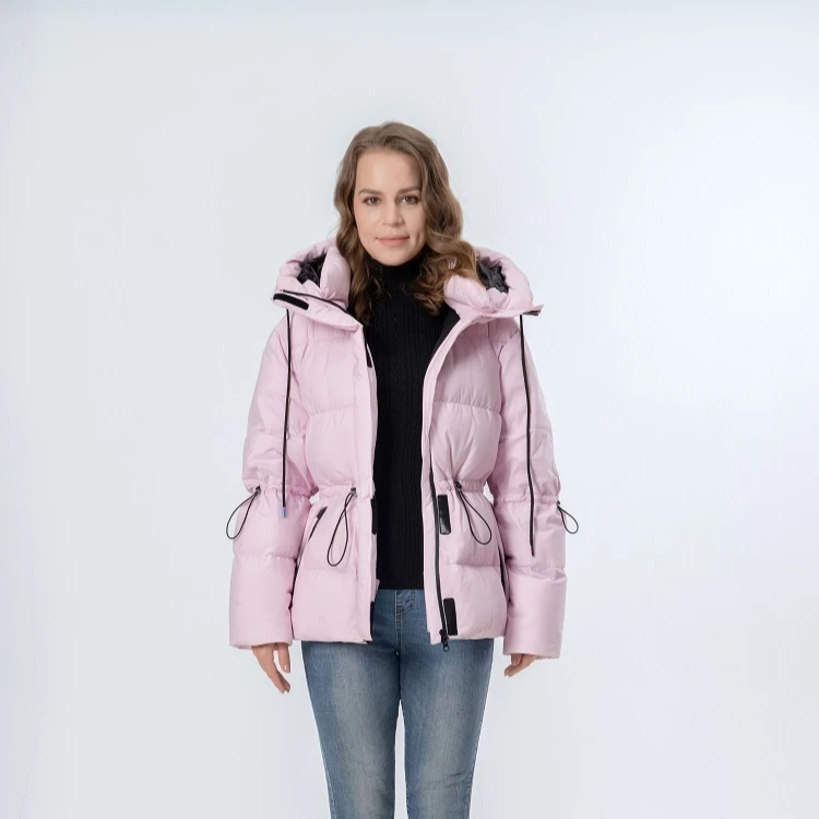 Водонепроницаемый плотный розовый пуховик с капюшоном для взрослых, женский пуховик