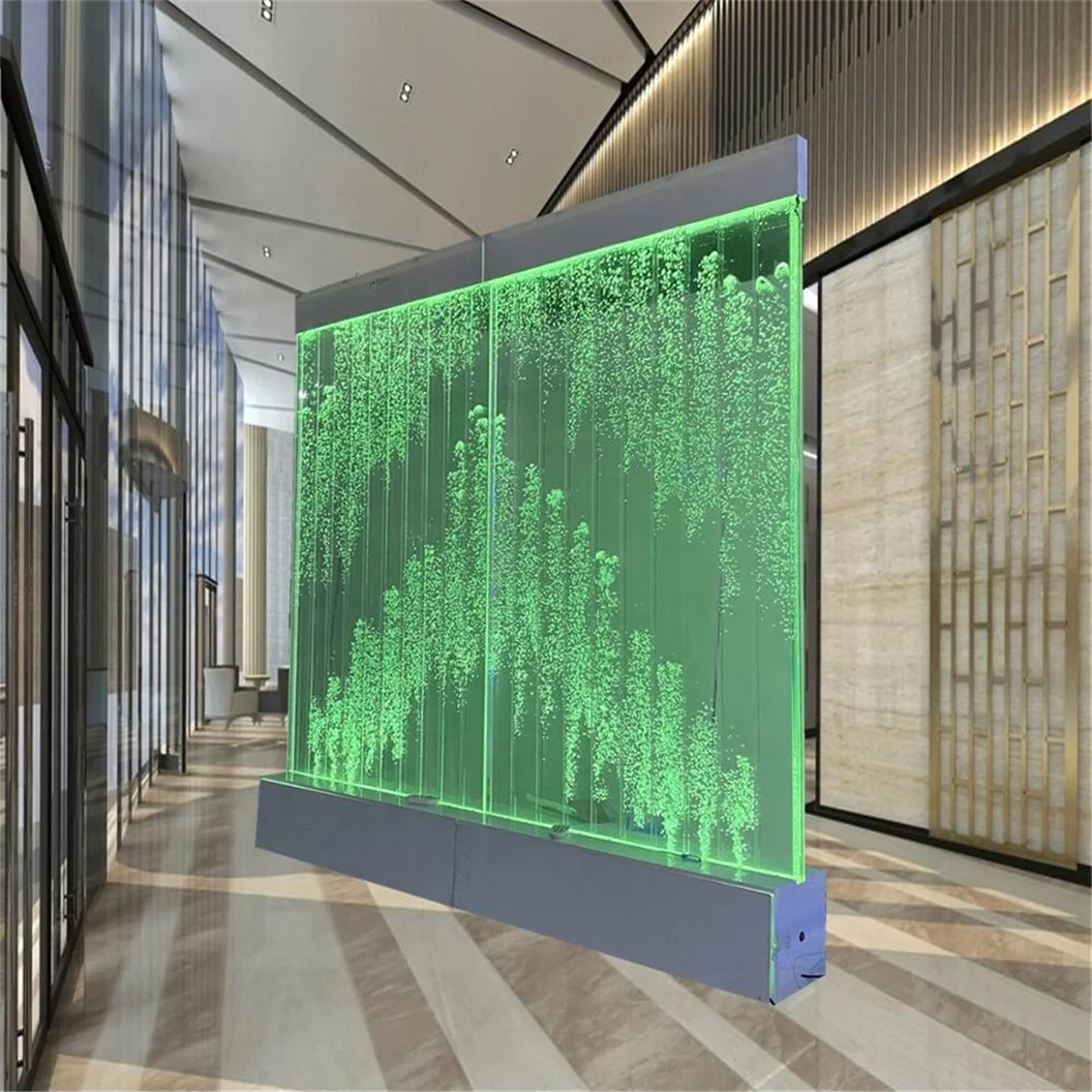 Indoor Rain Waterfall Glass Wall and Water Fountain Wall Water Bubble Wall Designs Home Decor Tiles Wine Cabinet