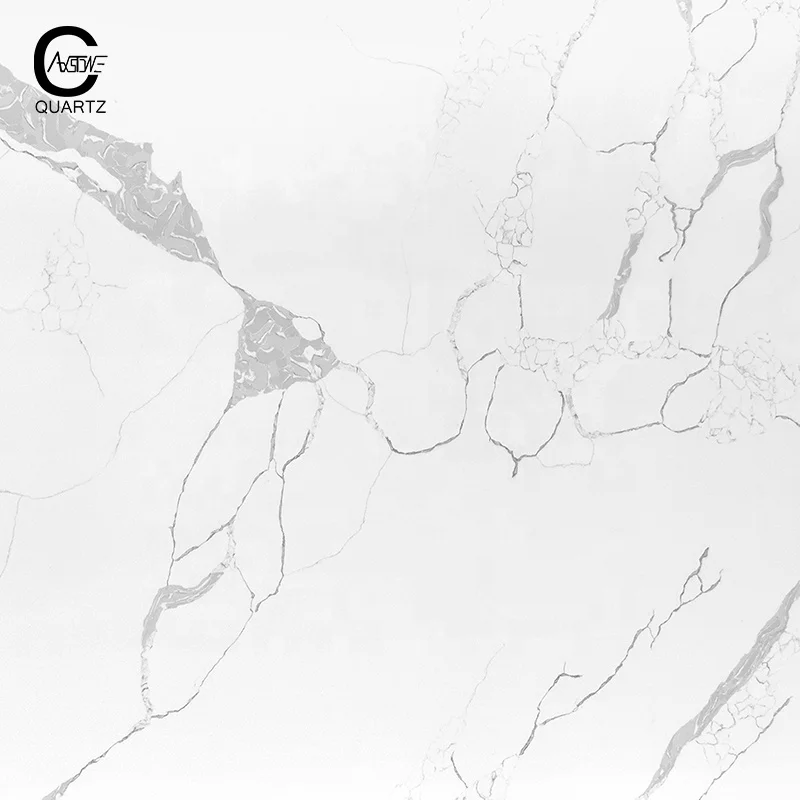 Оптовая продажа с завода CAXSTONE, Столешницы из натурального кварцевого камня, высокой белизны Arabescato, Классические кварцевые плиты Calacatta