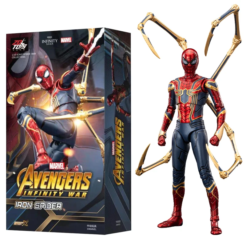 zd toys original genuine Spider Man Marvel Avengers 3 Iron Spider-Man 2.0 1/10 action figures movable joints 18cm 7 in