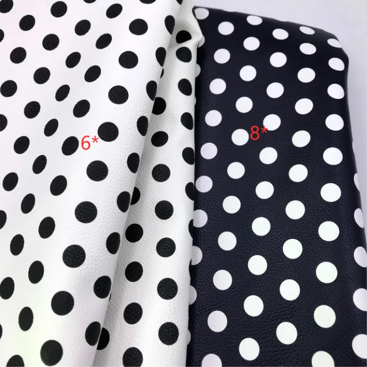 P163 кожа под заказ мягкая личи черно-белая в горошек искусственная кожа PU для сумок, сумок, аксессуаров, крафт-принадлежностей