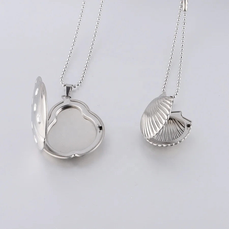 Hot style circular ellipse heart shaped beetle and book design locket necklace pendant stainless steel